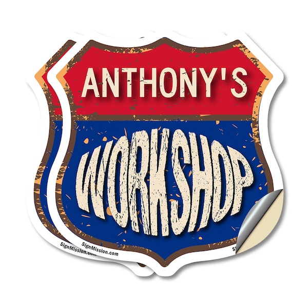 Signmission Anthony's Workshop, 6 inch X 6 inch, Vinyl Decal, 2PK - SHI-D-2PACK-6-489-ANTHONY