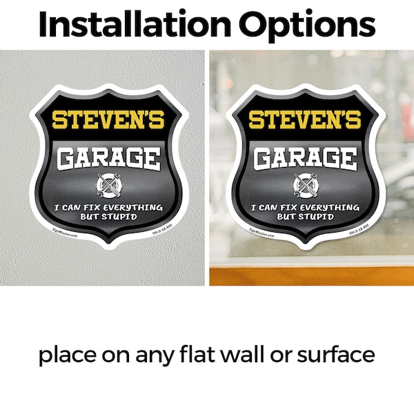 Signmission Steven's Garage I Can Fix Everything But Stupid, 4 inch X 4 inch, Vinyl Decal, 2PK - SHI-D-2PACK-4-490-STEVEN