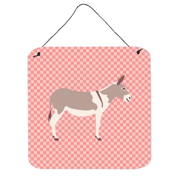 Micasa Australian Teamster Donkey Pink Check Wall or Door Hanging Prints6 x 6 in. - MI228543