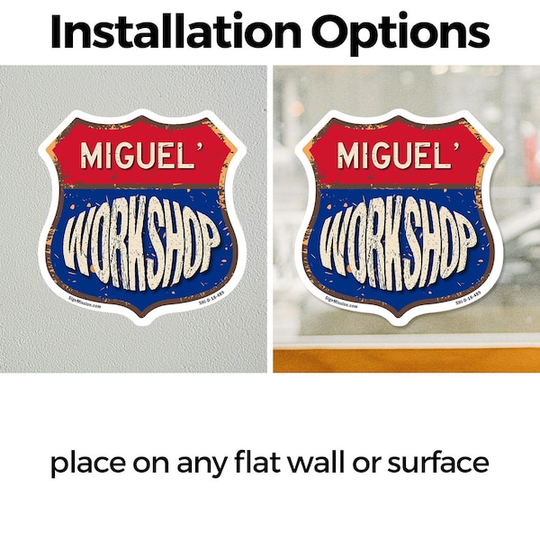 Signmission Miguel's Workshop, 18 Inch X 18 Inch, Vinyl Decal - SHI-D-18-489-MIGUEL
