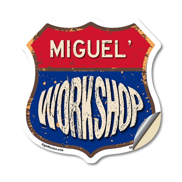 Signmission Miguel's Workshop, 18 Inch X 18 Inch, Vinyl Decal - SHI-D-18-489-MIGUEL