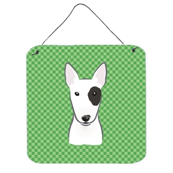 Micasa Green Checkered Bull Terrier Aluminium Metal Wall or Door Hanging Prints - MI632070