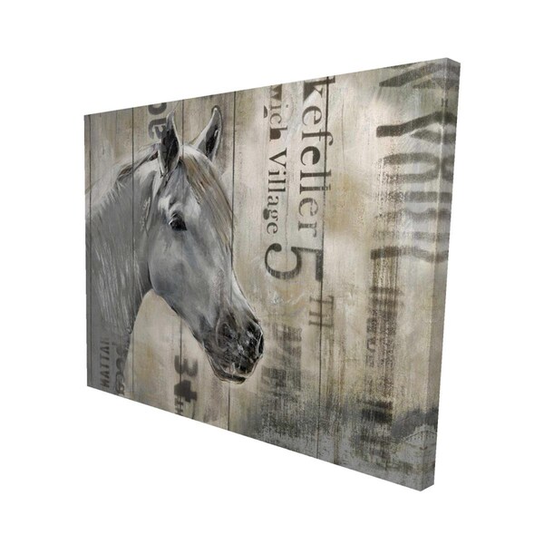 Begin Home Decor 16 x 20 in. Rustic White Horse-Print on Canvas - 2080-1620-AN9