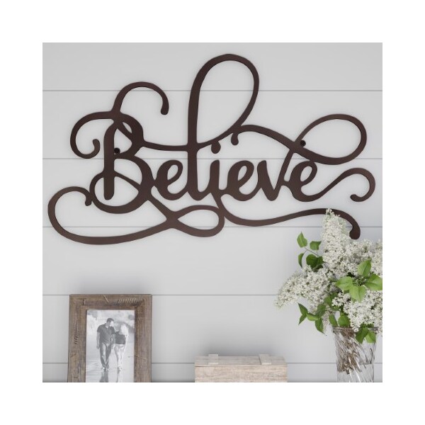 Hastings Home Metal Cutout, Believe Decorative Wall Sign, 3D Word Art Accent Decor, Modern Rustic Farmhouse - 513327MKV