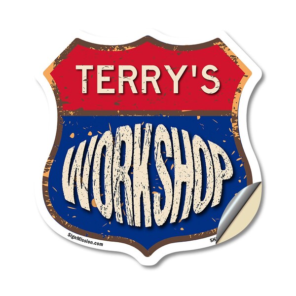 Signmission Terry's Workshop, 18 Inch X 18 Inch, Vinyl Decal - SHI-D-18-489-TERRY