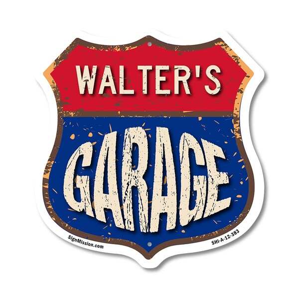 Signmission Walter's Garage, 12 Inch X 12 Inch, Aluminum Metal Sign - SHI-A-12-383-WALTER