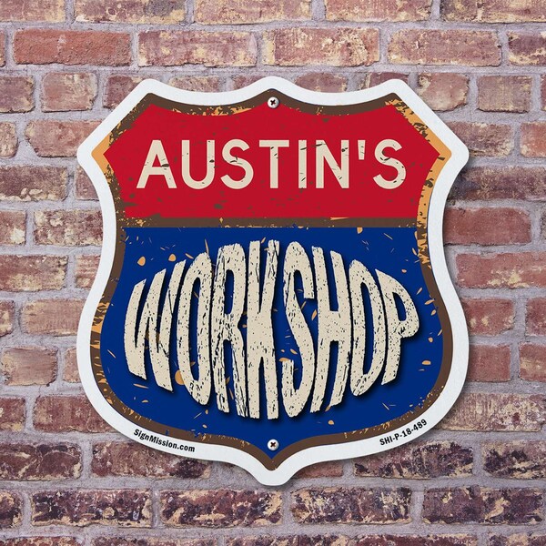 Signmission Austin's Workshop, 6 inch X 6 inch, Plastic Sign, 2PK - SHI-P-2PACK-6-489-AUSTIN