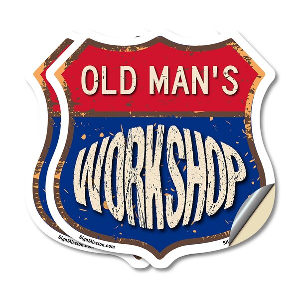 Signmission Old Man's Workshop, 18 inch X 18 inch, Vinyl Decal, 2PK - SHI-D-2PACK-18-489-OLD MAN