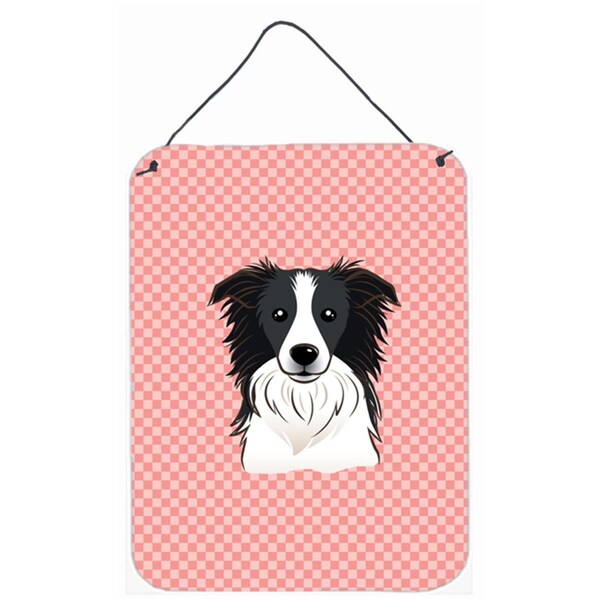 Carolines Treasures Checkerboard Pink Border Collie Wall and Door Hanging Prints - BB1241DS1216