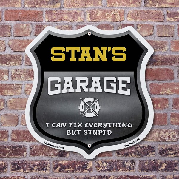 Signmission Stan's Garage I Can Fix Everything But Stupid, 12 inch X 12 inch, Aluminum Metal Sign, 5PK - SHI-A-5PACK-12-490-STAN