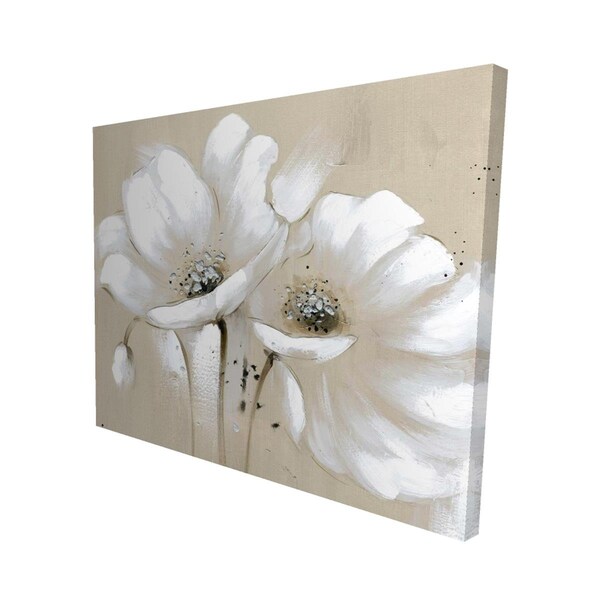 Fondo 16 x 20 in. White Abstract Wild Flowers-Print on Canvas - FO2790553