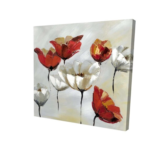 Fondo 16 x 16 in. Abstract Red & White Flowers-Print on Canvas - FO2791996