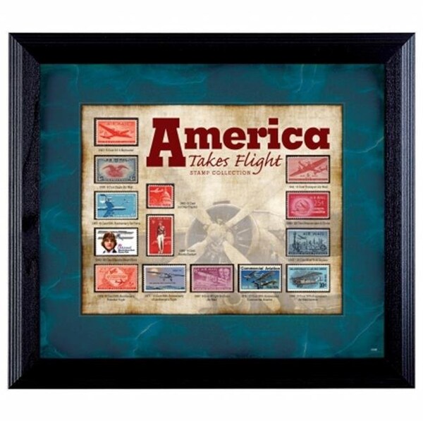 Upm Global Llc UPM Global LLC 12389 America Takes Flight Stamp Collection in Wall Frame - 12389