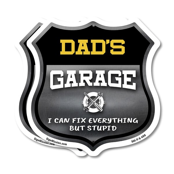 Signmission Dad's Garage I Can Fix Everything But Stupid, 6 inch X 6 inch, Plastic Sign, 2PK - SHI-P-2PACK-6-490-DAD