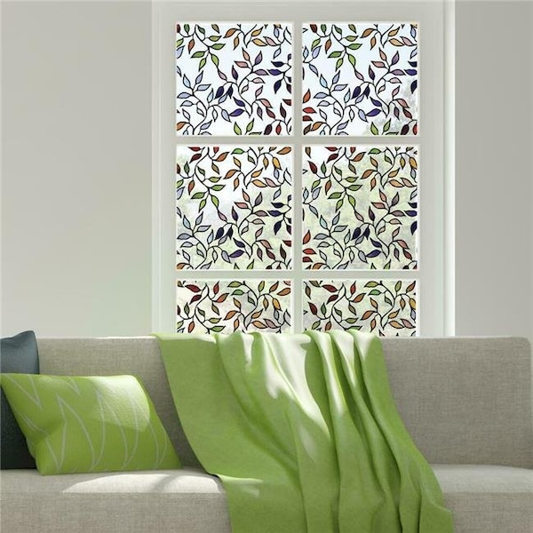 Roommates RoomMates WFM3905SLG 12.33 sq ft. Stained Glass Leaves Window Film - 24 in. x 74 in. - WFM3905SLG