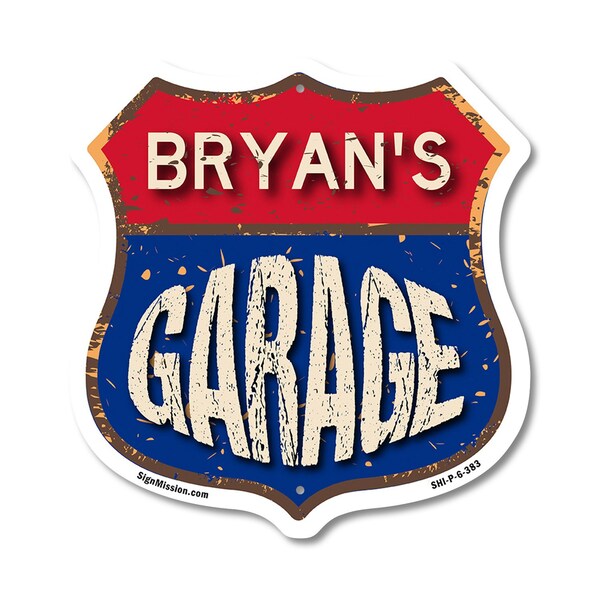 Signmission Bryan's Garage, 6 Inch X 6 Inch, Plastic Sign - SHI-P-6-383-BRYAN