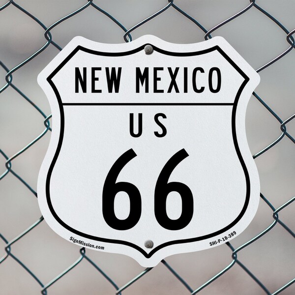 Signmission New Mexico Route Marker Shield Sign Us 6, 12 Inch X 12 Inch, Plastic Sign - SHI-P-12-389