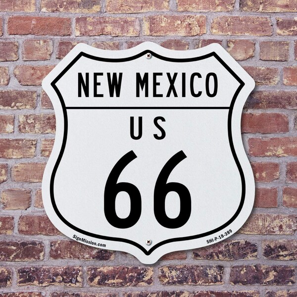 Signmission New Mexico Route Marker Shield Sign Us 6, 12 Inch X 12 Inch, Plastic Sign - SHI-P-12-389