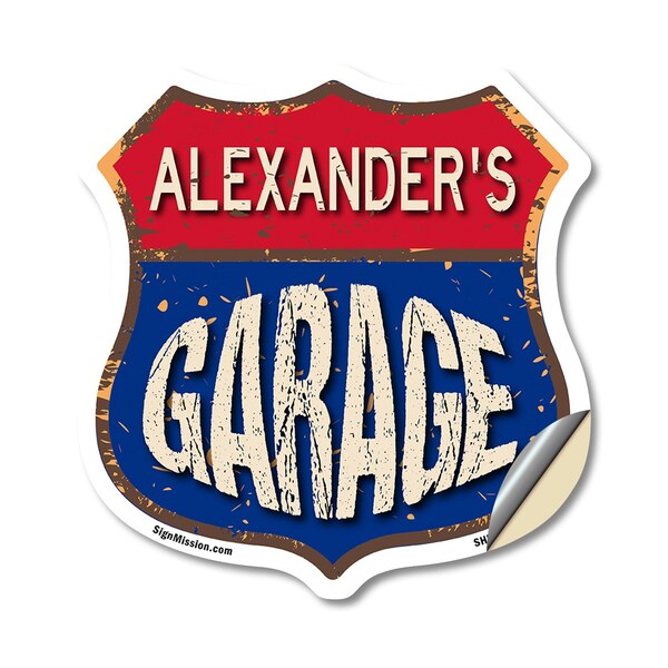 Signmission Alexander's Garage, 12 Inch X 12 Inch, Vinyl Decal - SHI-D-12-383-ALEXANDER