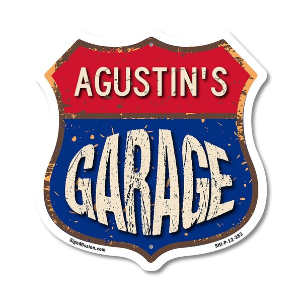 Signmission Agustin's Garage, 12 Inch X 12 Inch, Plastic Sign - SHI-P-12-383-AGUSTIN