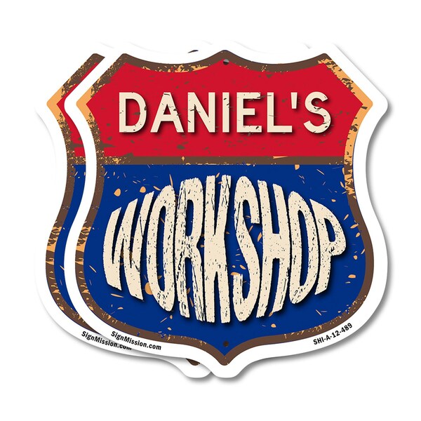 Signmission Daniel's Workshop, 12 inch X 12 inch, Aluminum Metal Sign, 2PK - SHI-A-2PACK-12-489-DANIEL