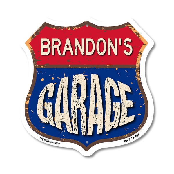 Signmission Brandon's Garage, 18 Inch X 18 Inch, Plastic Sign - SHI-P-18-383-BRANDON