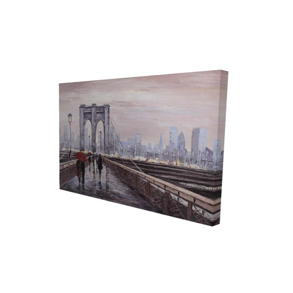 Begin Home Decor 12 x 18 in. Brooklyn Bridge with Passersby-Print on Canvas - 2080-1218-ST40-CR