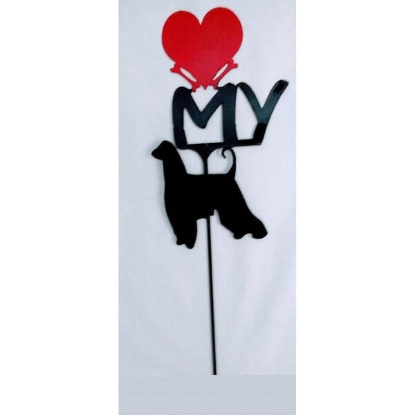 The Lazy Scroll Afghan Hound Love My Heart Sign - AFGHANHEART