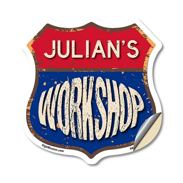 Signmission Julian's Workshop, 12 Inch X 12 Inch, Vinyl Decal - SHI-D-12-489-JULIAN