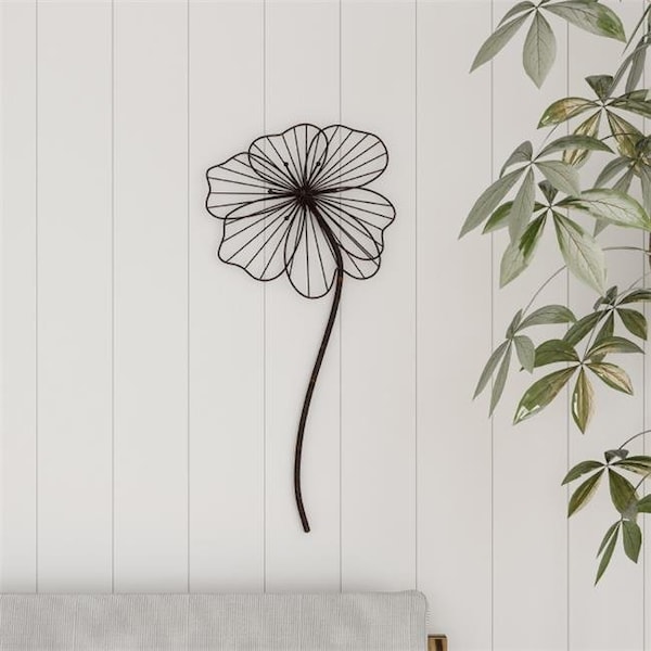 Lavish Home Lavish Home 80-WALLA-11 Rustic Metal Wire Stemmed Flower Sculpture Hanging Accent Art for Living Room Wall Decor - Brown - 80-WALLA-11
