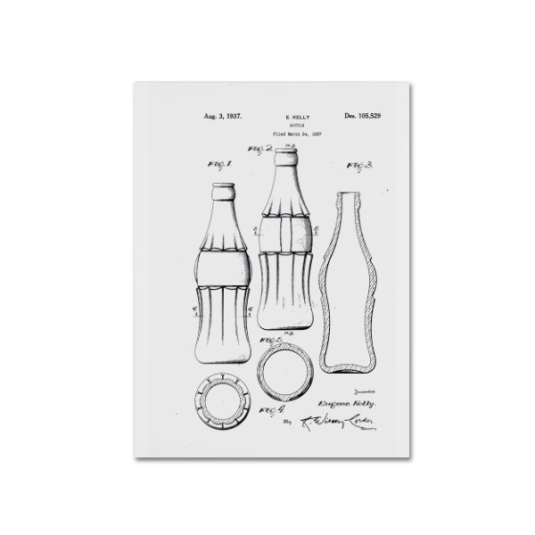 Trademark Fine Art Claire Doherty 'Coca Cola Bottle Patent 1937 White' Canvas Art, 35x47 - CDO0048-C3547GG
