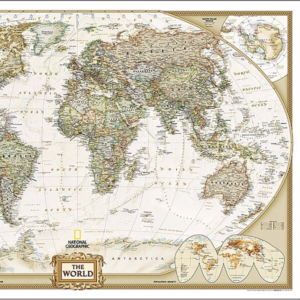 National Geographic World Executive Map, Laminated, 46'' x 30.5'' - RE00622087