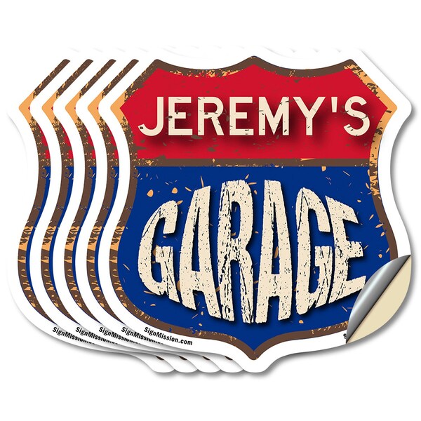 Signmission Jeremy's Garage, 4 inch X 4 inch, Vinyl Decal, 5PK - SHI-D-5PACK-4-383-JEREMY