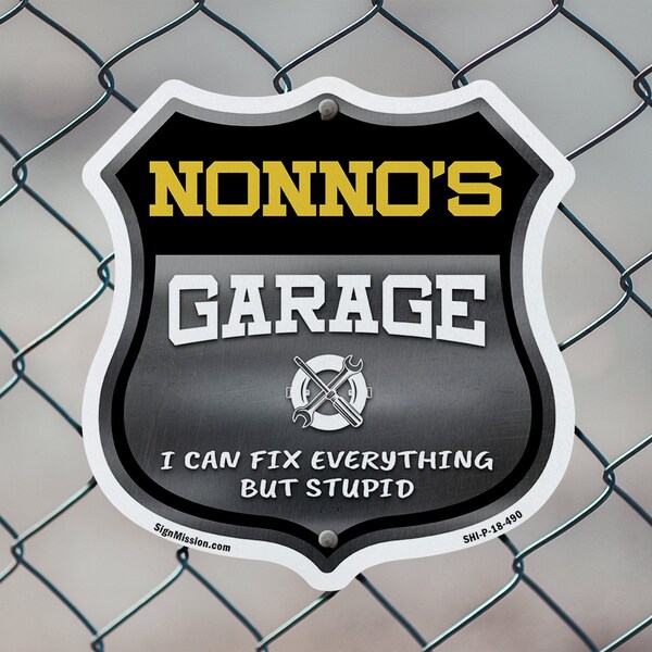 Signmission Nonno's Garage I Can Fix Everything But Stupid, 12 inch X 12 inch, Plastic Sign, 2PK - SHI-P-2PACK-12-490-NONNO