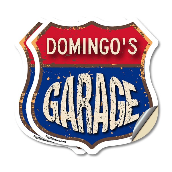 Signmission Domingo's Garage, 4 inch X 4 inch, Vinyl Decal, 2PK - SHI-D-2PACK-4-383-DOMINGO