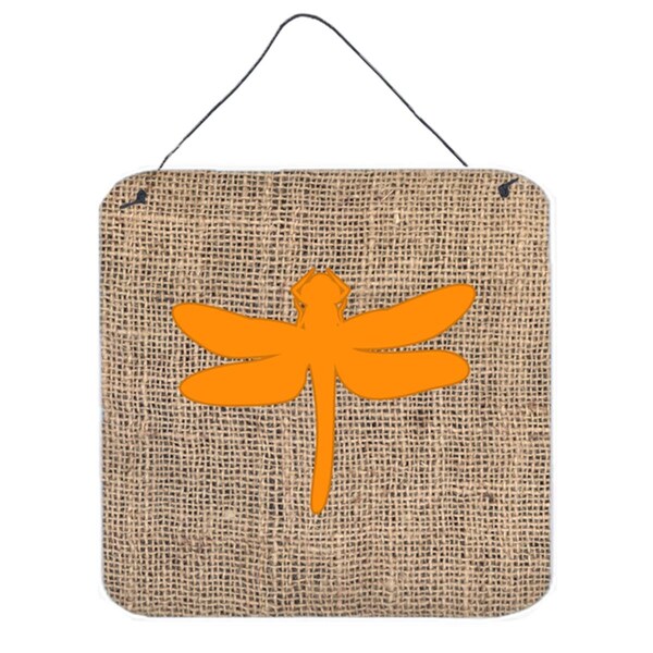 Micasa Dragonfly Burlap And Orange Aluminium Metal Wall Or Door Hanging Prints 6 x 6 In. - MI891329