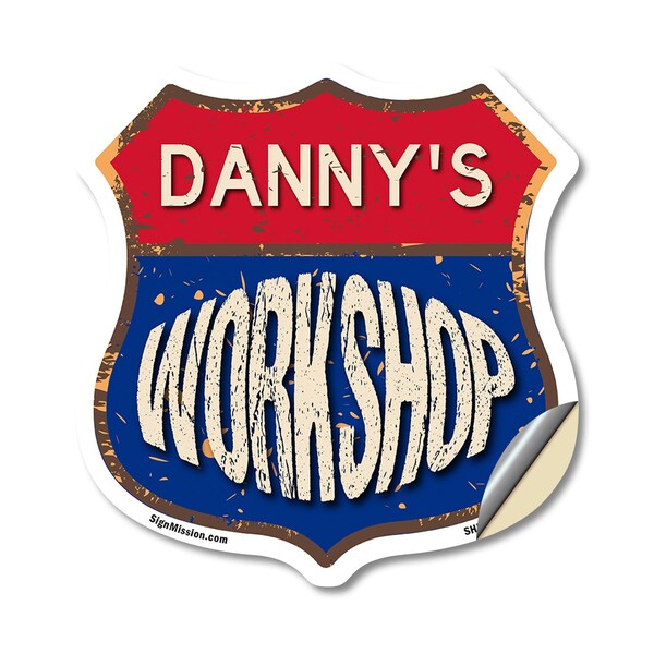 Signmission Danny's Workshop, 18 Inch X 18 Inch, Vinyl Decal - SHI-D-18-489-DANNY