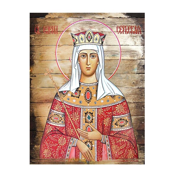 Kd Americana Saint Elena Icon Painting on GoldPlated Wooden Block - KD2128677