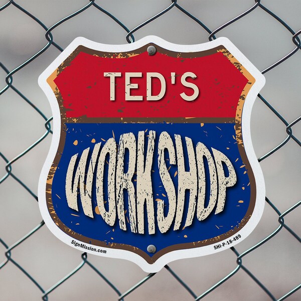 Signmission Ted's Workshop, 12 inch X 12 inch, Plastic Sign, 2PK - SHI-P-2PACK-12-489-TED