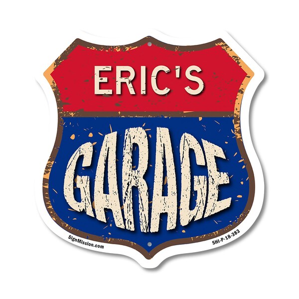 Signmission Eric's Garage, 18 Inch X 18 Inch, Plastic Sign - SHI-P-18-383-ERIC