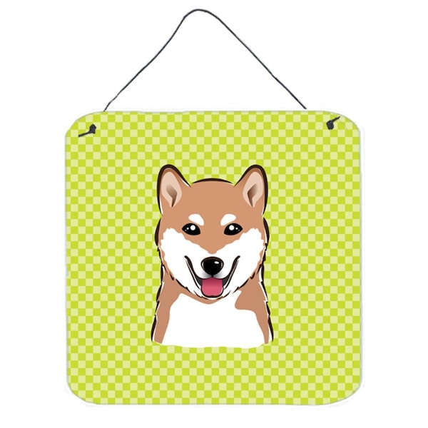 Micasa Checkerboard Lime Green Shiba Inu Aluminum Metal Wall Or Door Hanging Prints, 6 x 6 In. - MI251364