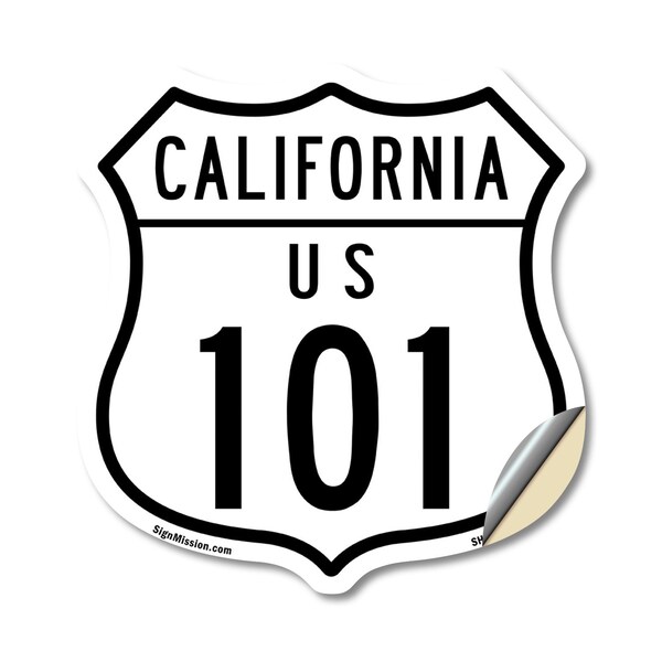 Signmission California Route Marker Shield Sign Us 1, 12 Inch X 12 Inch, Vinyl Decal - SHI-D-12-370