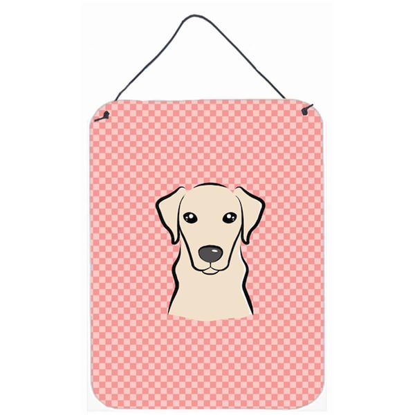 Carolines Treasures Checkerboard Pink Yellow Labrador Wall and Door Hanging Prints - BB1222DS1216