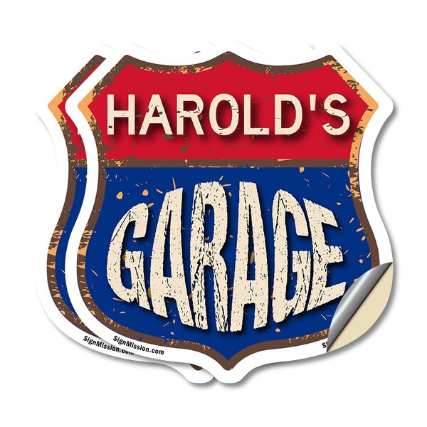 Signmission Harold's Garage, 6 inch X 6 inch, Vinyl Decal, 2PK - SHI-D-2PACK-6-383-HAROLD