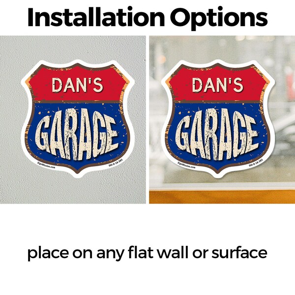Signmission Dan's Garage, 4 inch X 4 inch, Vinyl Decal, 2PK - SHI-D-2PACK-4-383-DAN