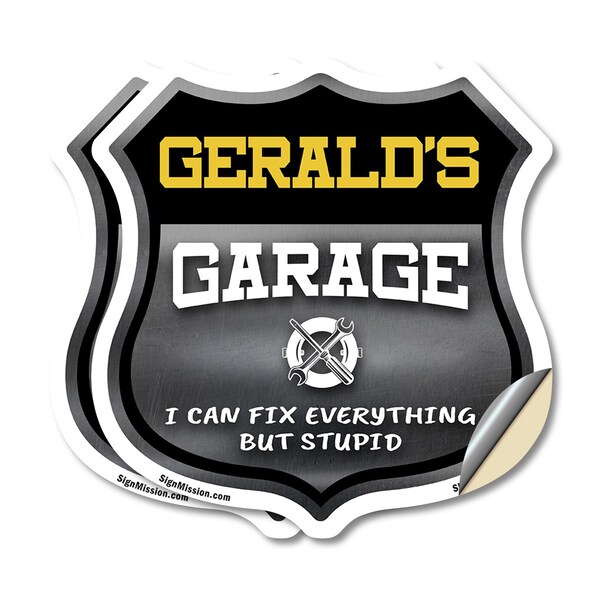 Signmission Gerald's Garage I Can Fix Everything But Stupid, 6 inch X 6 inch, Vinyl Decal, 2PK - SHI-D-2PACK-6-490-GERALD