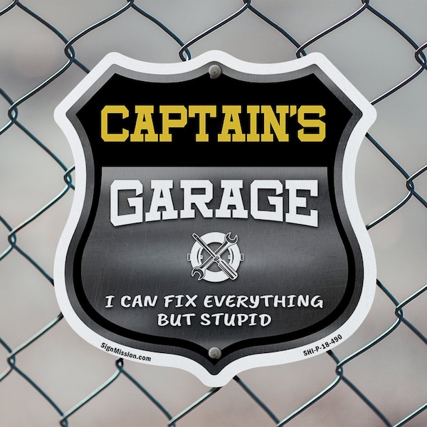 Signmission Captain's Garage I Can Fix Everything But Stupid, 6 inch X 6 inch, Plastic Sign, 2PK - SHI-P-2PACK-6-490-CAPTAIN