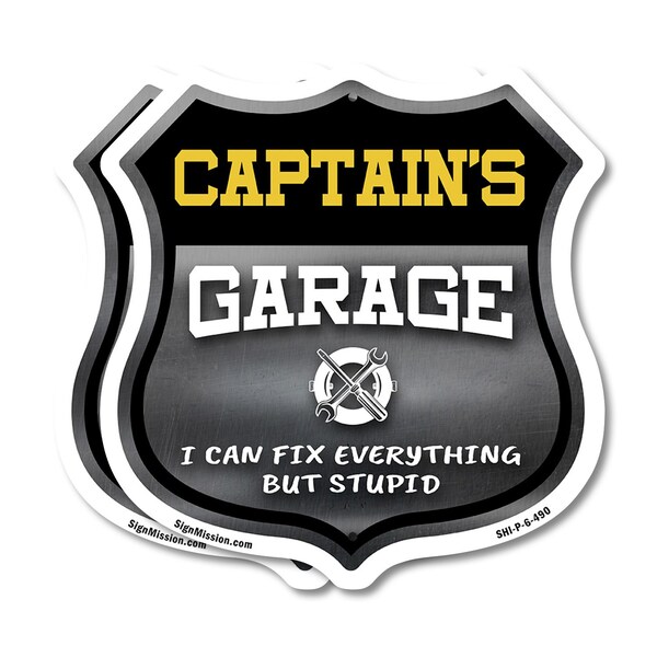 Signmission Captain's Garage I Can Fix Everything But Stupid, 6 inch X 6 inch, Plastic Sign, 2PK - SHI-P-2PACK-6-490-CAPTAIN