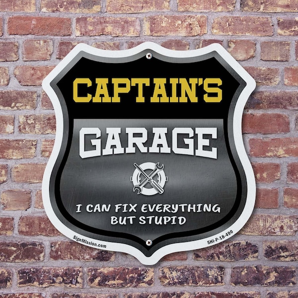 Signmission Captain's Garage I Can Fix Everything But Stupid, 6 inch X 6 inch, Plastic Sign, 2PK - SHI-P-2PACK-6-490-CAPTAIN