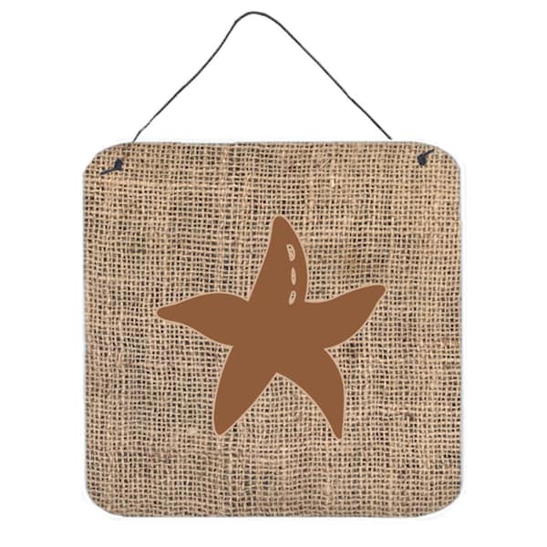 Micasa Starfish Burlap And Brown Aluminium Metal Wall Or Door Hanging Prints 6 x 6 In. - MI234559